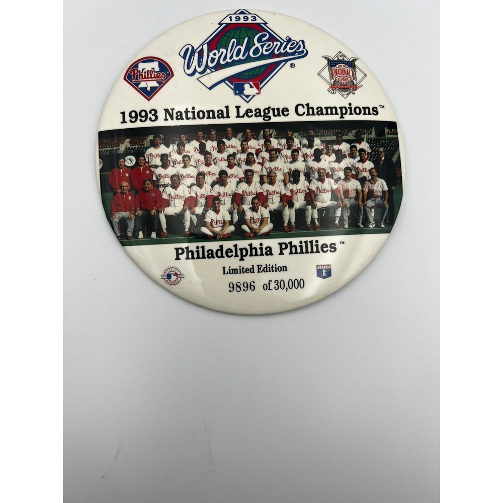 1993 Philadelphia Phillies World Series N L. Champions team HUGE 6" team button-